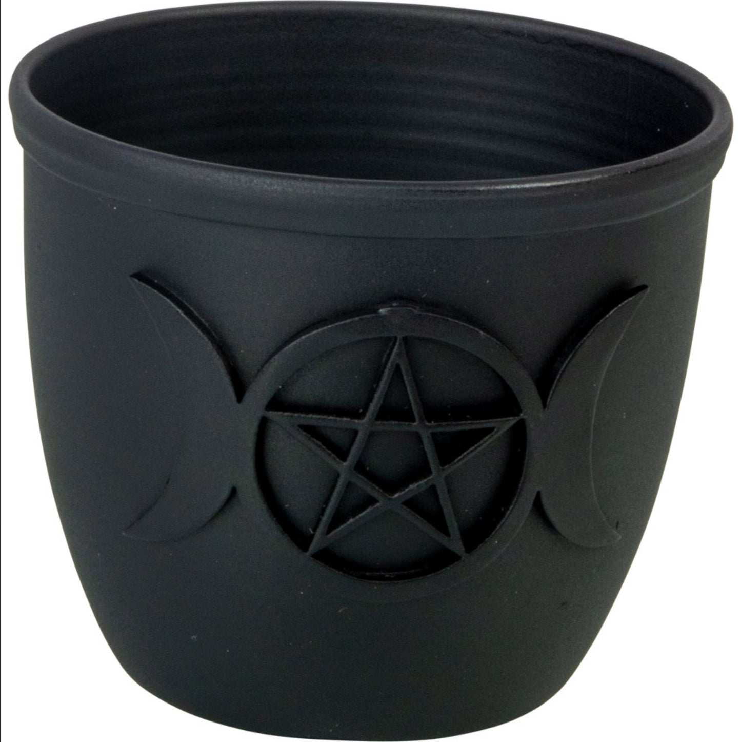 Goddess Collection - Triple Moon smudge pot candle holder, Selenite palm stone and tower.