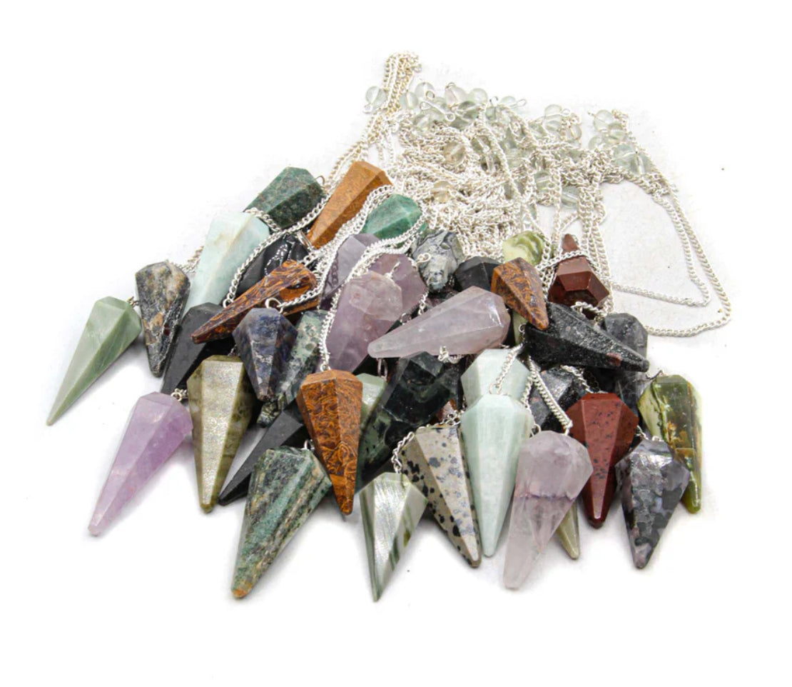 Goddess Collection - Triple Moon smudge pot candle holder, Selenite tower and pendulum