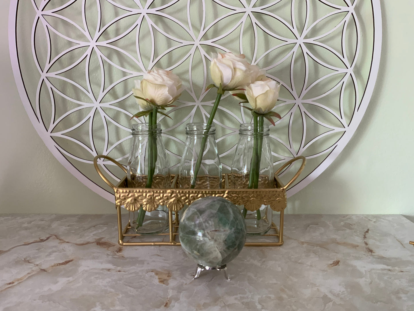 Rainbow Fluorite Sphere weighs over 1 pound