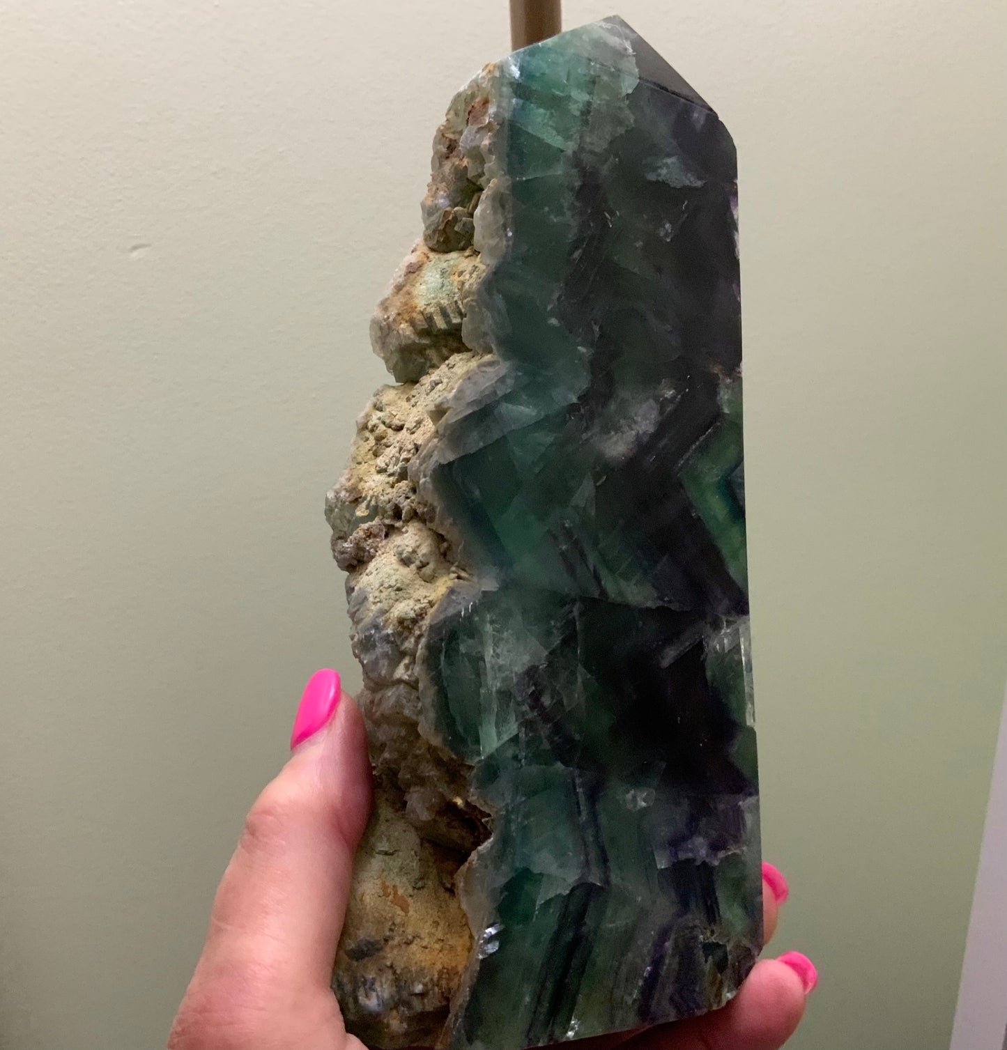 3 lb Polished with rough edge Rainbow fluorite beautiful green and purple