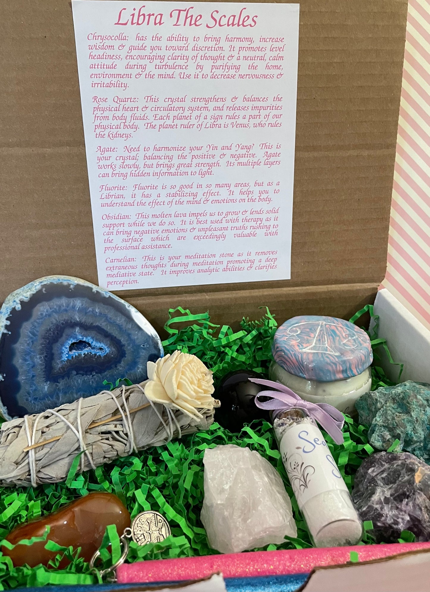 Deluxe Libra crystal 11 piece gift set Libra the Scales crystals set birthday gift zodiac set Scorpio birthday ideas