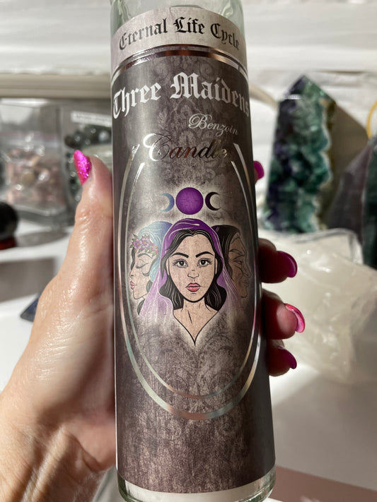 7 Day Glass Ritual Candle - Three Maidens - Benzoin