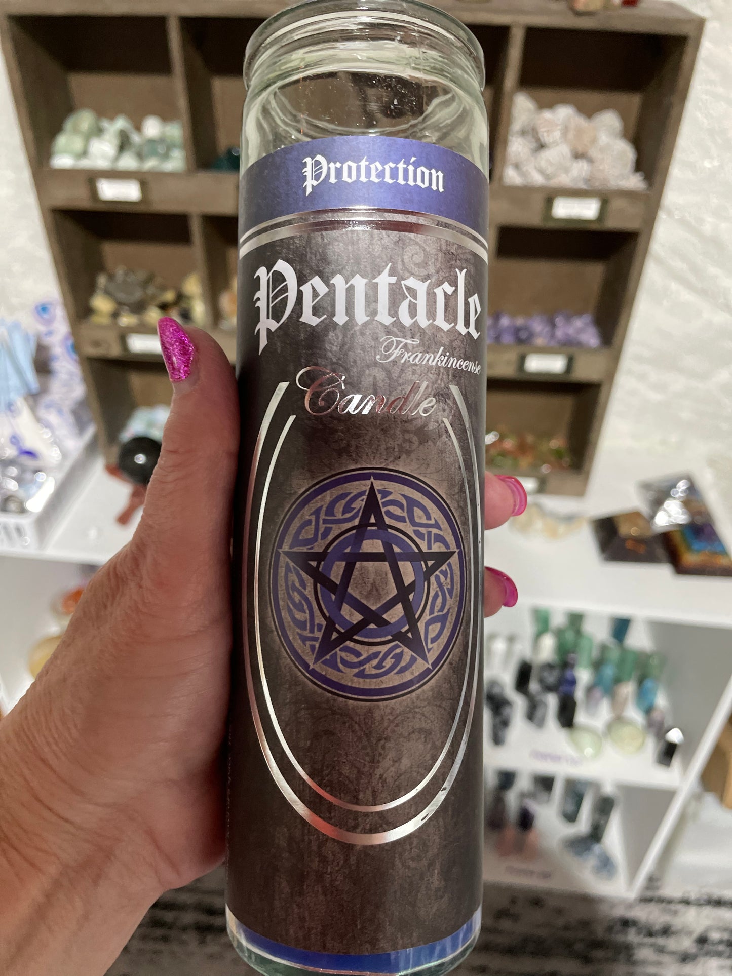 7 Day Glass Ritual Candle - Pentacle - Frankincense - Protection
