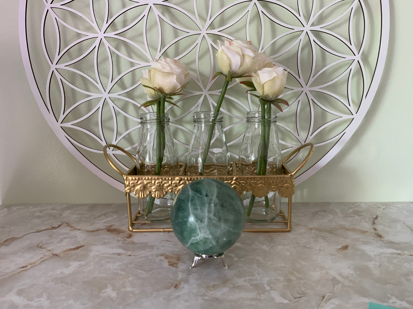 Rainbow Fluorite Sphere weighs over 1 pound