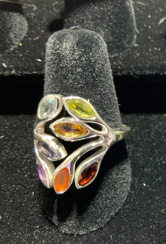 Chakra Ring w/ 7 Semi-Precious Stones-Size 6