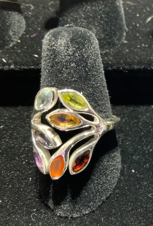 Chakra Ring w/ 7 Semi-Precious Stones-Size 7