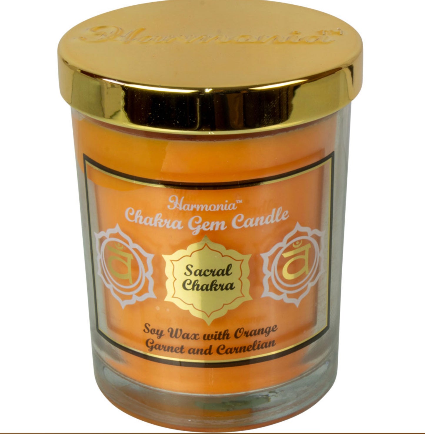 Harmonia Soy Gem Candle - Sacral Chakra - Garnet & Carnelian - Orange Scented