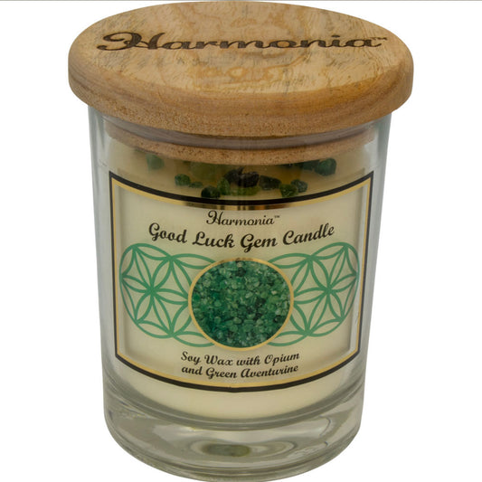 Harmonia Soy Gem Candle - Good Luck Green Aventurine - French Opium