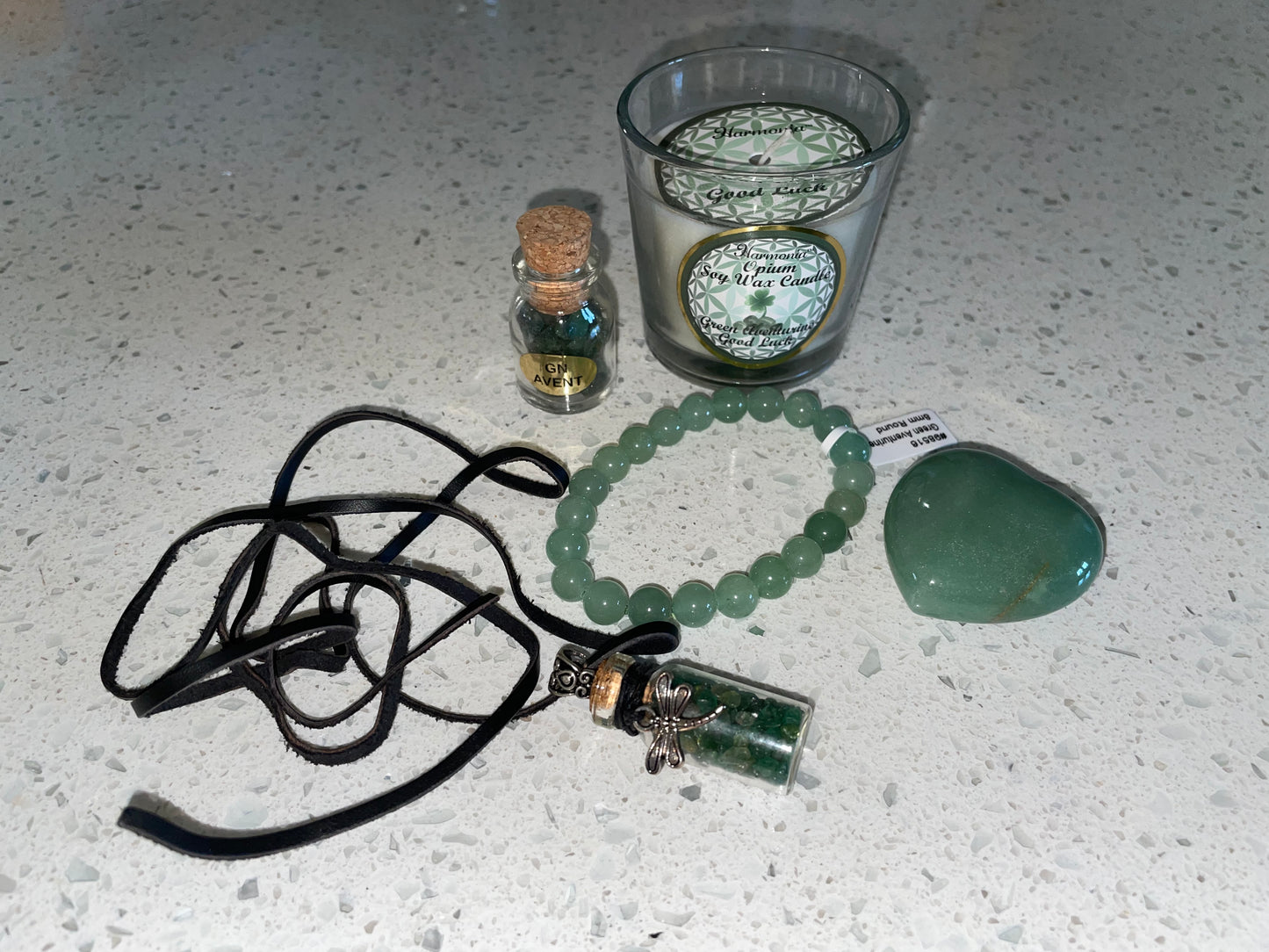 Beautiful Green Aventurine Gift Set for St. Patrick’s Day birthday giving GOOD LUCK money prosperity good health