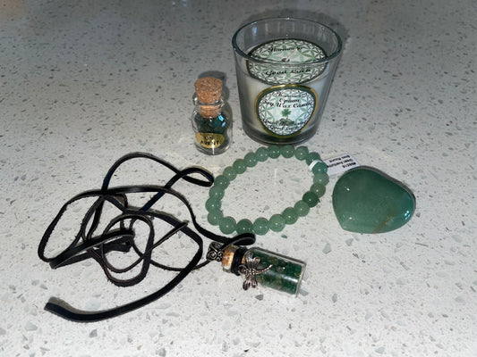 Beautiful Green Aventurine Gift Set for St. Patrick’s Day birthday giving GOOD LUCK money prosperity good health