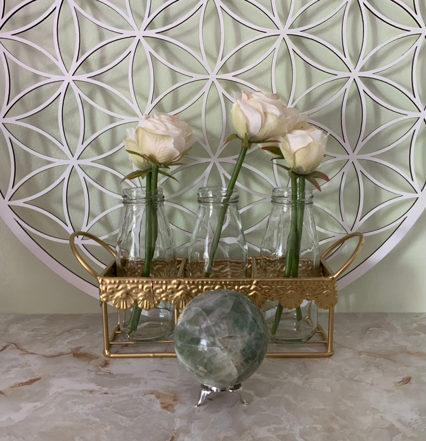 Rainbow Fluorite Sphere weighs over 1 pound