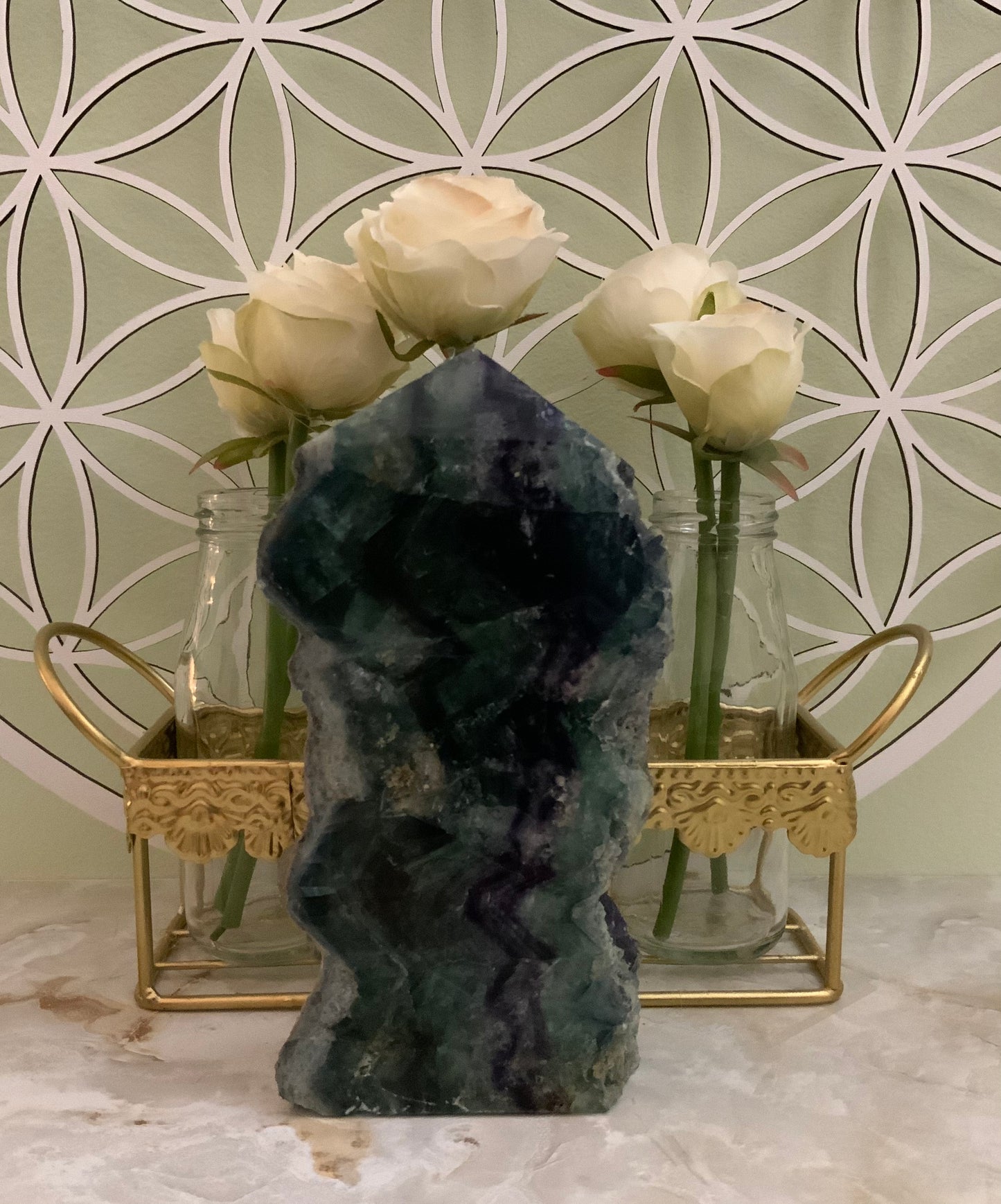 3 lb Polished with rough edges Rainbow fluorite beautiful green and purple