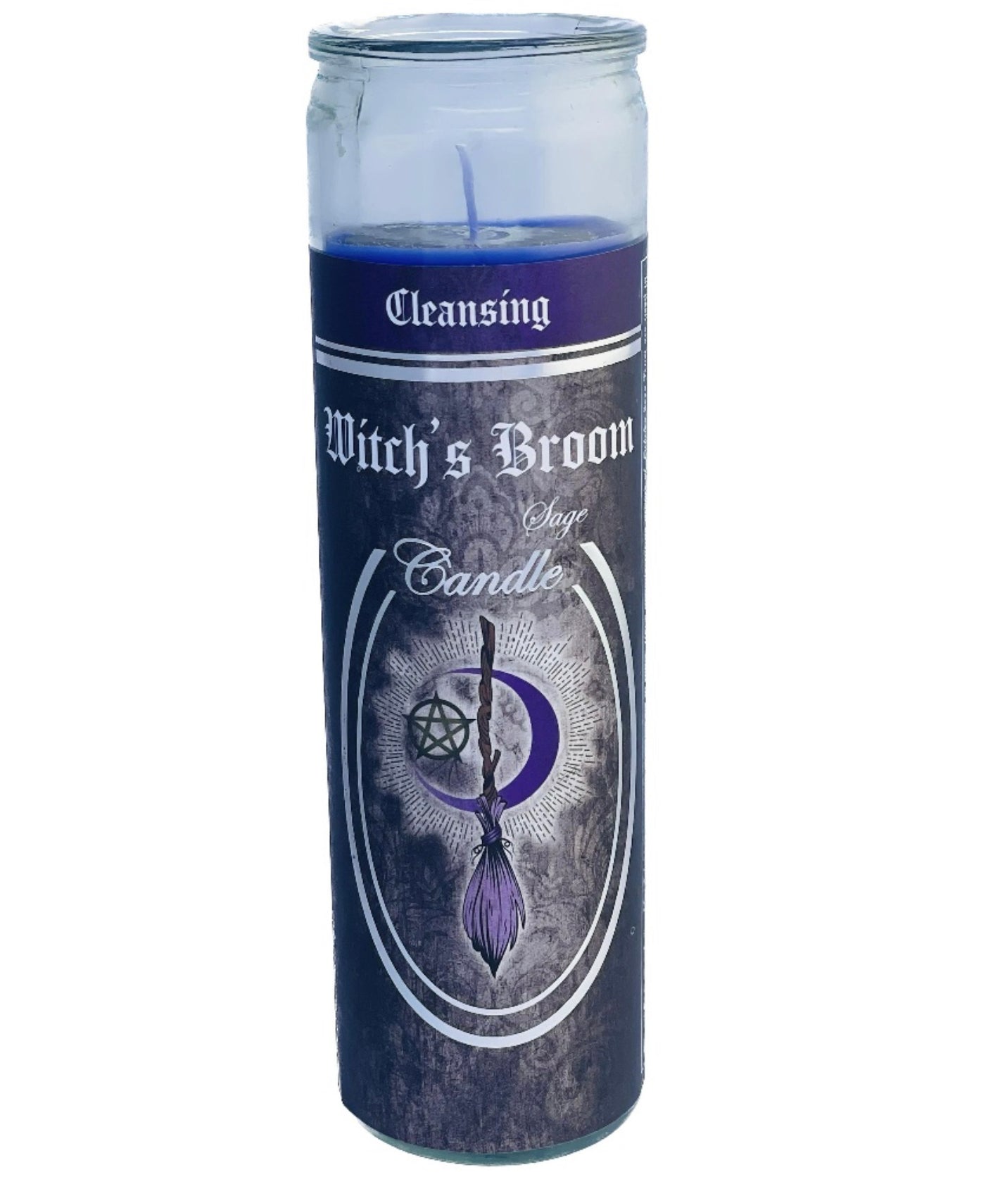 7 Day Glass Ritual Candle - Witch’s Broom - Sage