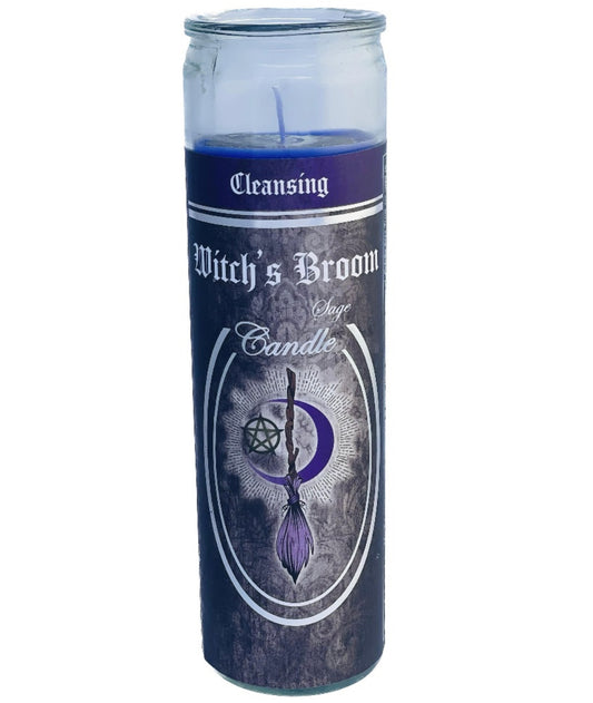 7 Day Glass Ritual Candle - Witch’s Broom - Sage