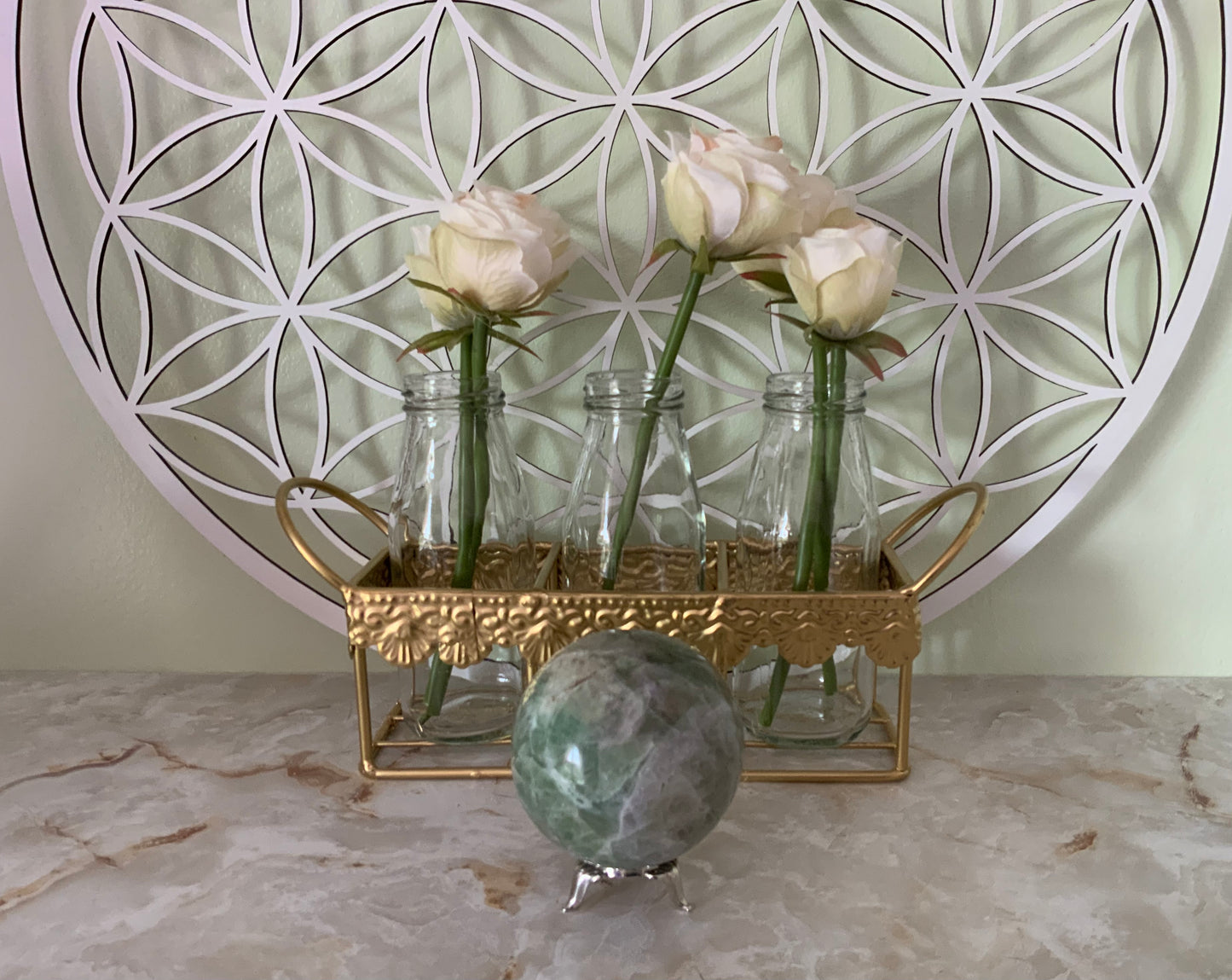 Rainbow Fluorite Sphere weighs over 1 pound