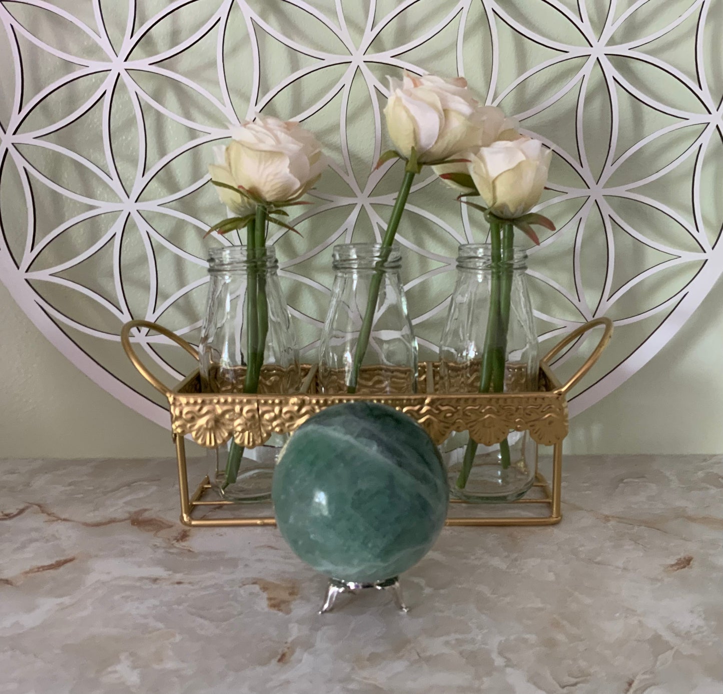 Rainbow Fluorite Sphere weighs over 1 pound