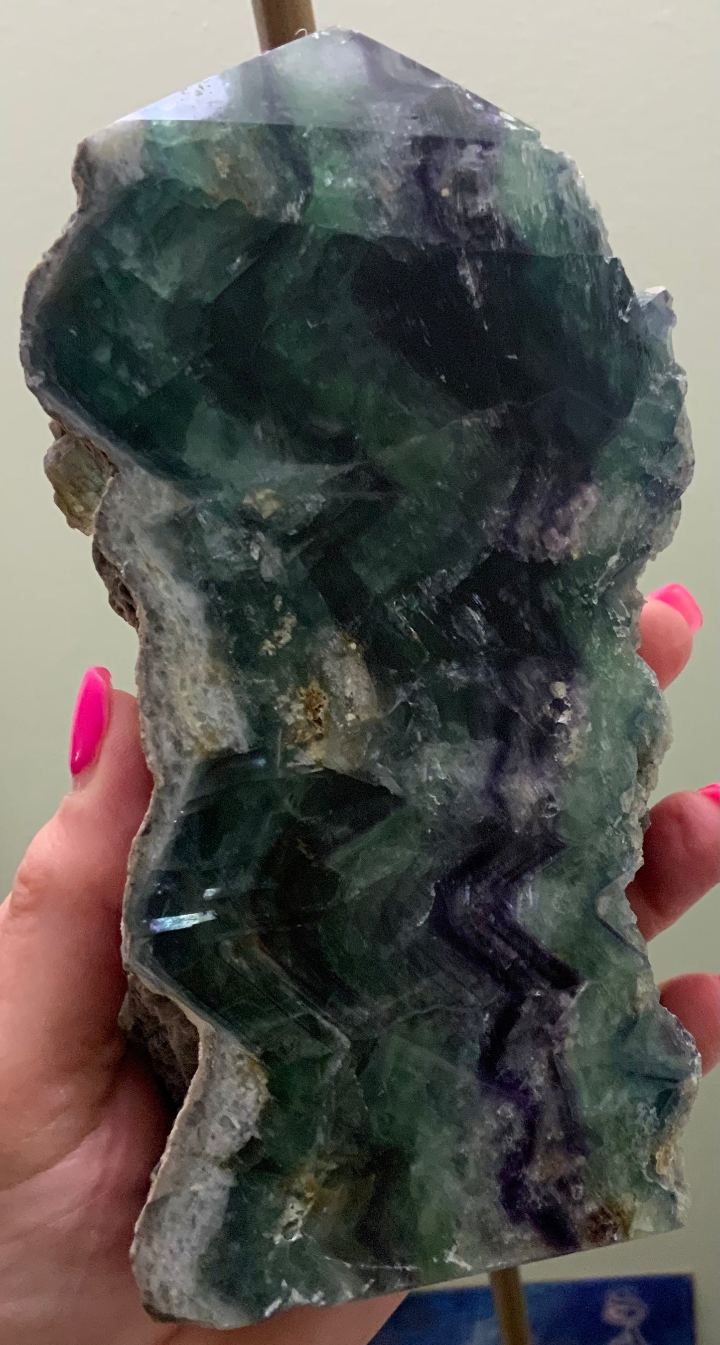 3 lb Polished with rough edges Rainbow fluorite beautiful green and purple
