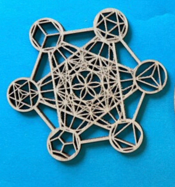 Wooden Metatrons cube grid and flower of life grid Crystal grids