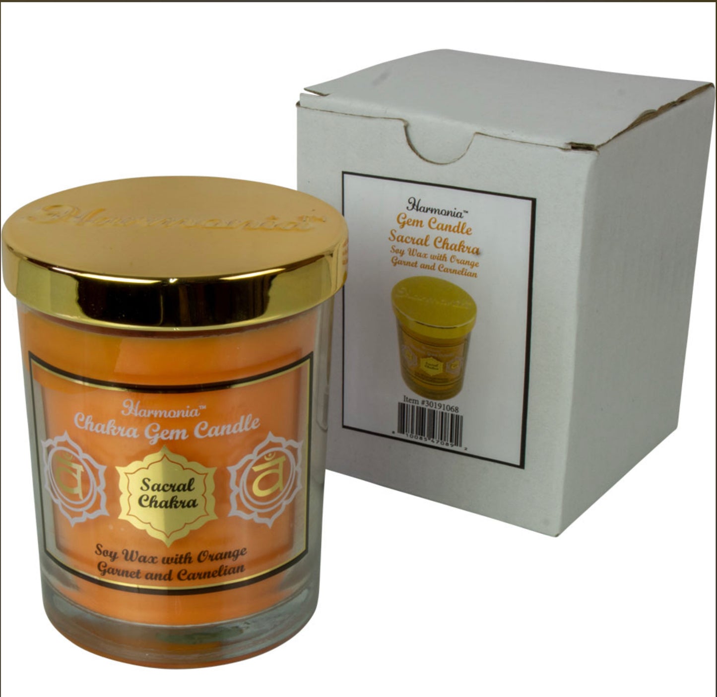 Harmonia Soy Gem Candle - Sacral Chakra - Garnet & Carnelian - Orange Scented