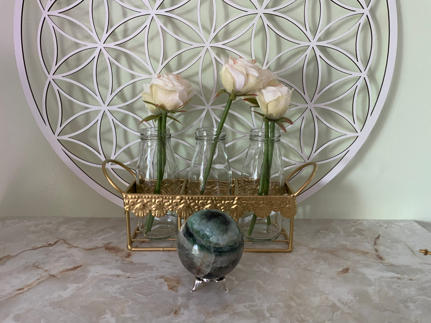 Rainbow Fluorite Sphere weighs nearly 1 pound