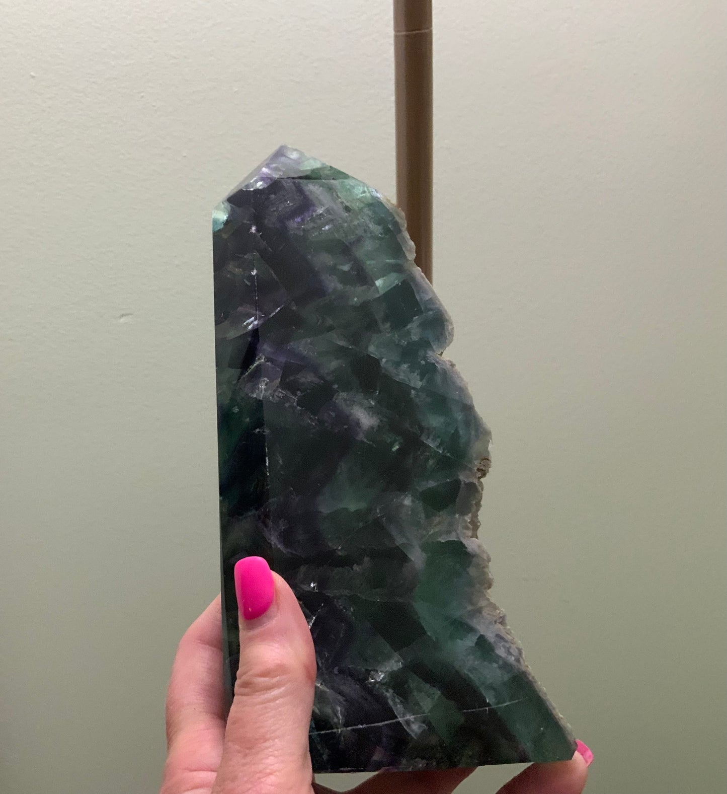 3 lb Polished with rough edge Rainbow fluorite beautiful green and purple