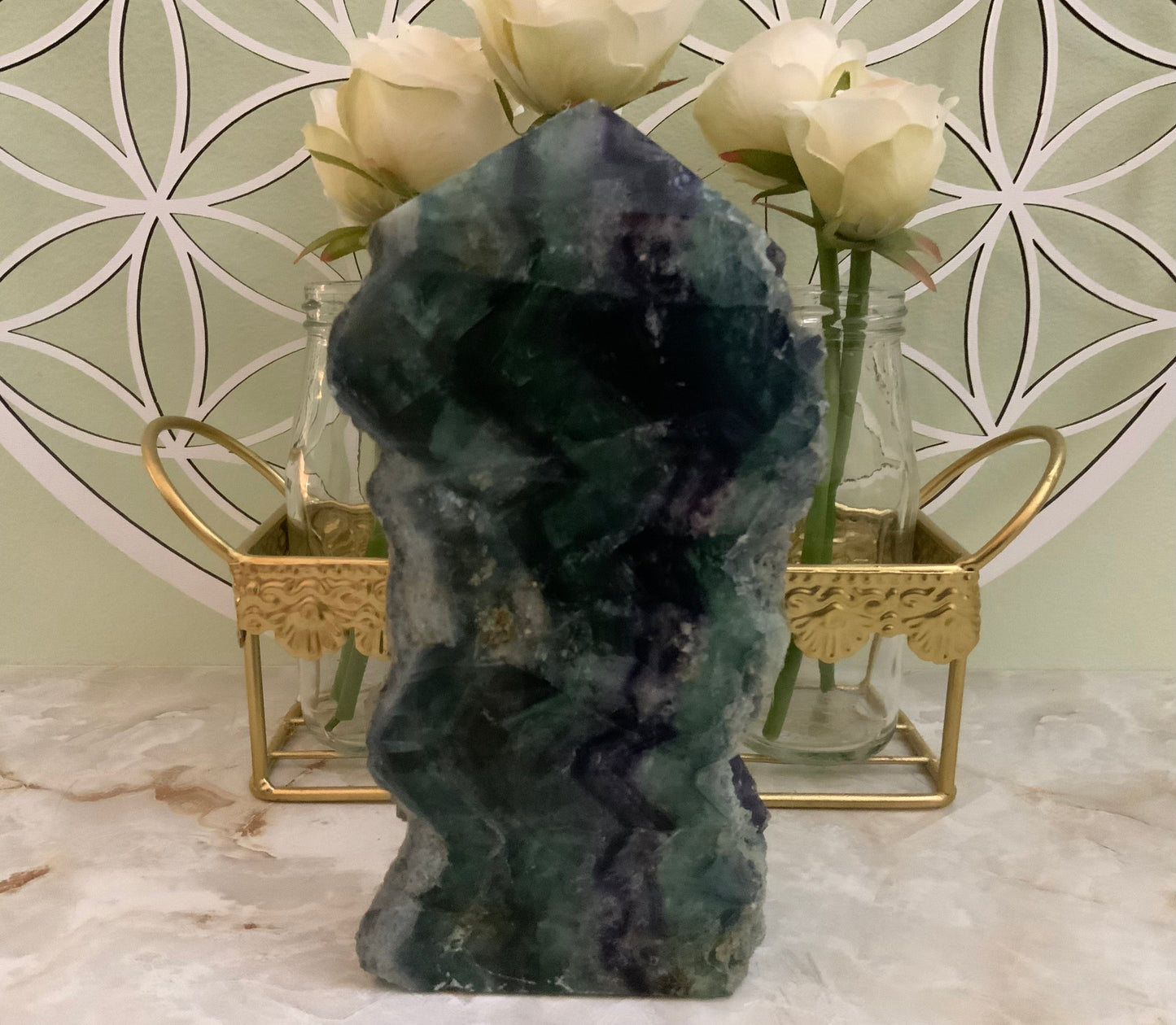 3 lb Polished with rough edges Rainbow fluorite beautiful green and purple