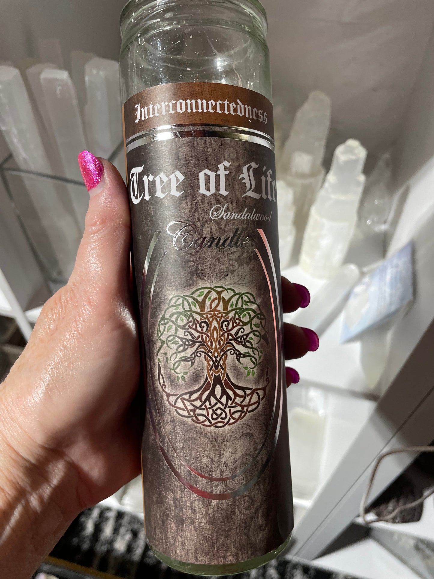 7 Day Glass Ritual Candle - Tree of Life - Sandalwood - 290 grams