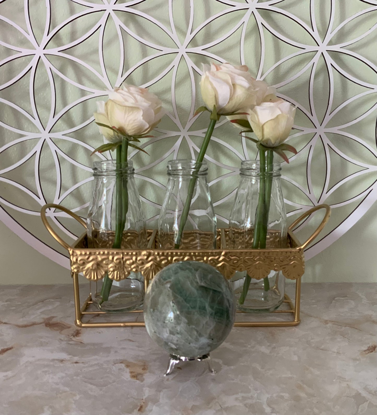 Rainbow Fluorite Sphere weighs over 1 pound