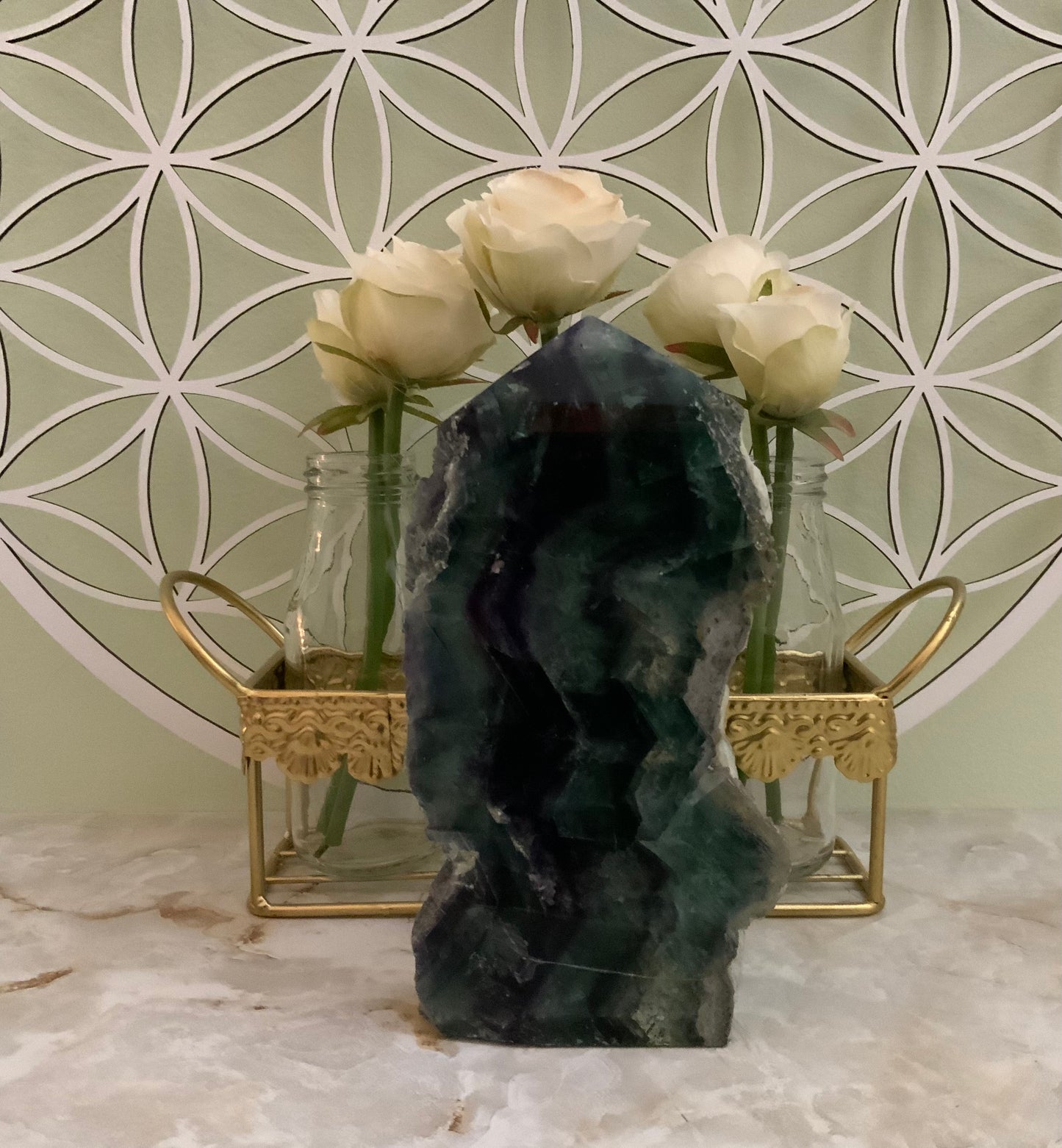 3 lb Polished with rough edges Rainbow fluorite beautiful green and purple