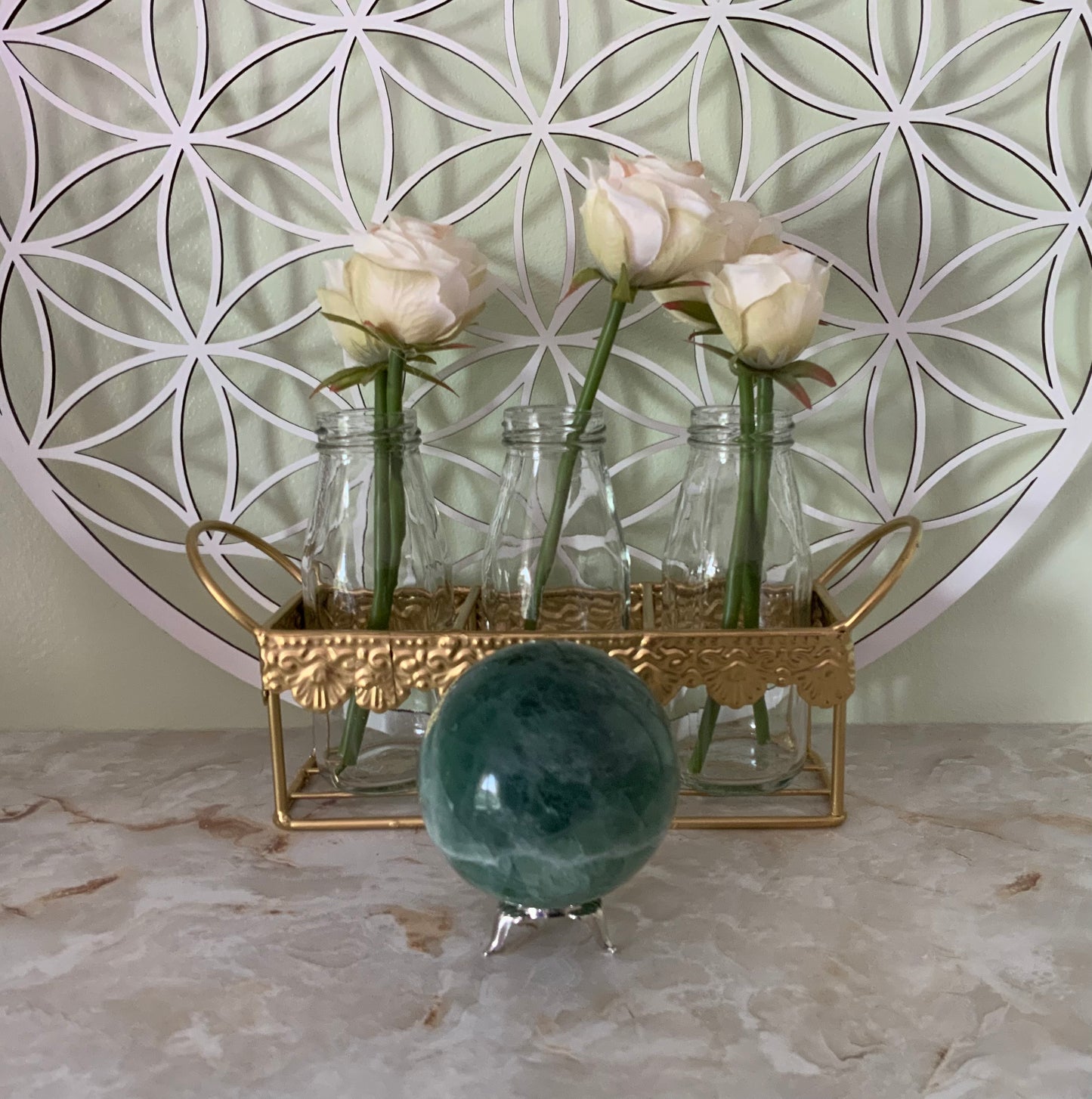 Rainbow Fluorite Sphere weighs over 1 pound