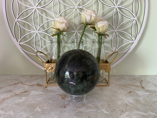 Awesome Labradorite Sphere weighs over 4 pounds