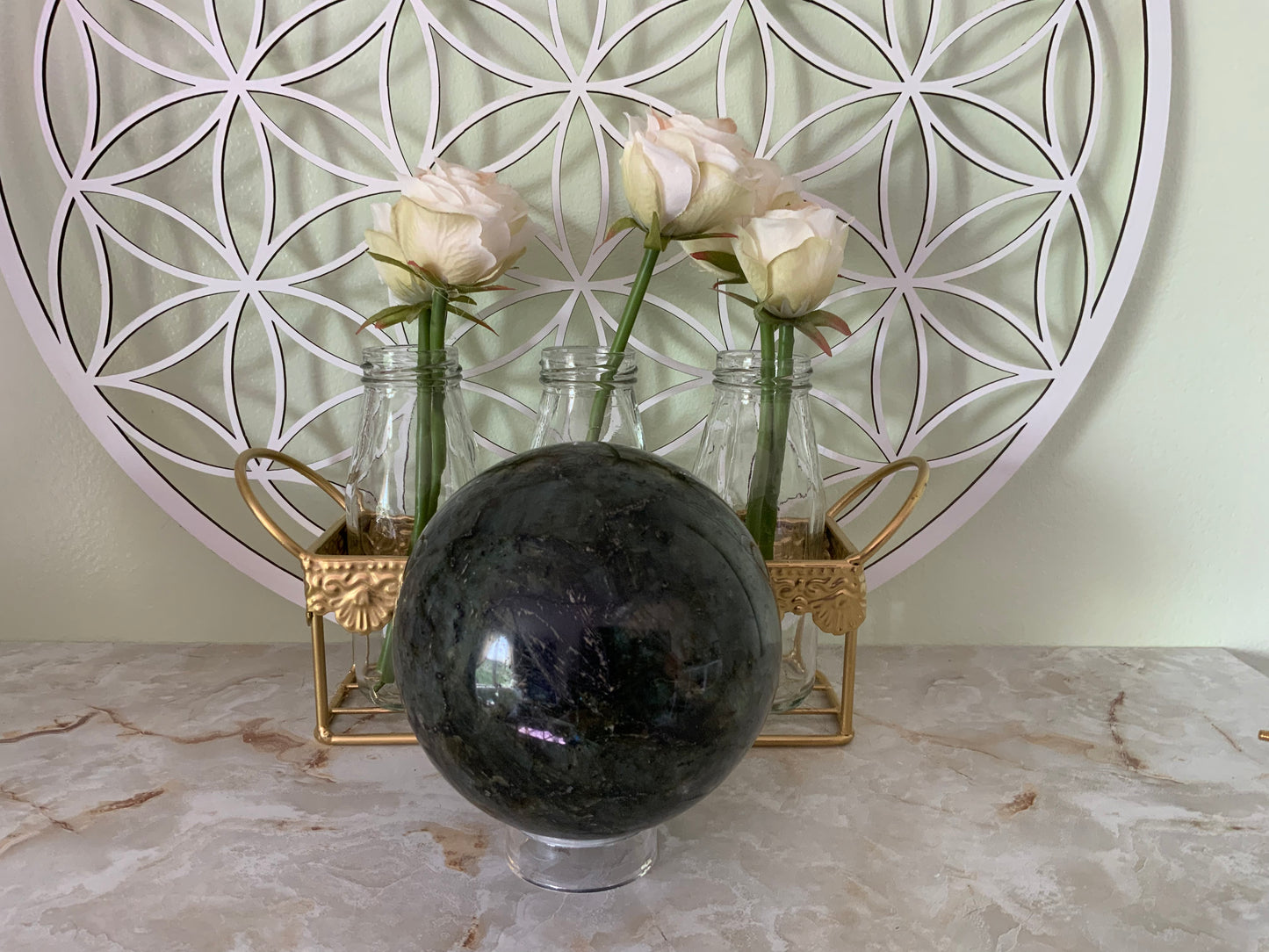 Awesome Labradorite Sphere weighs over 4 pounds