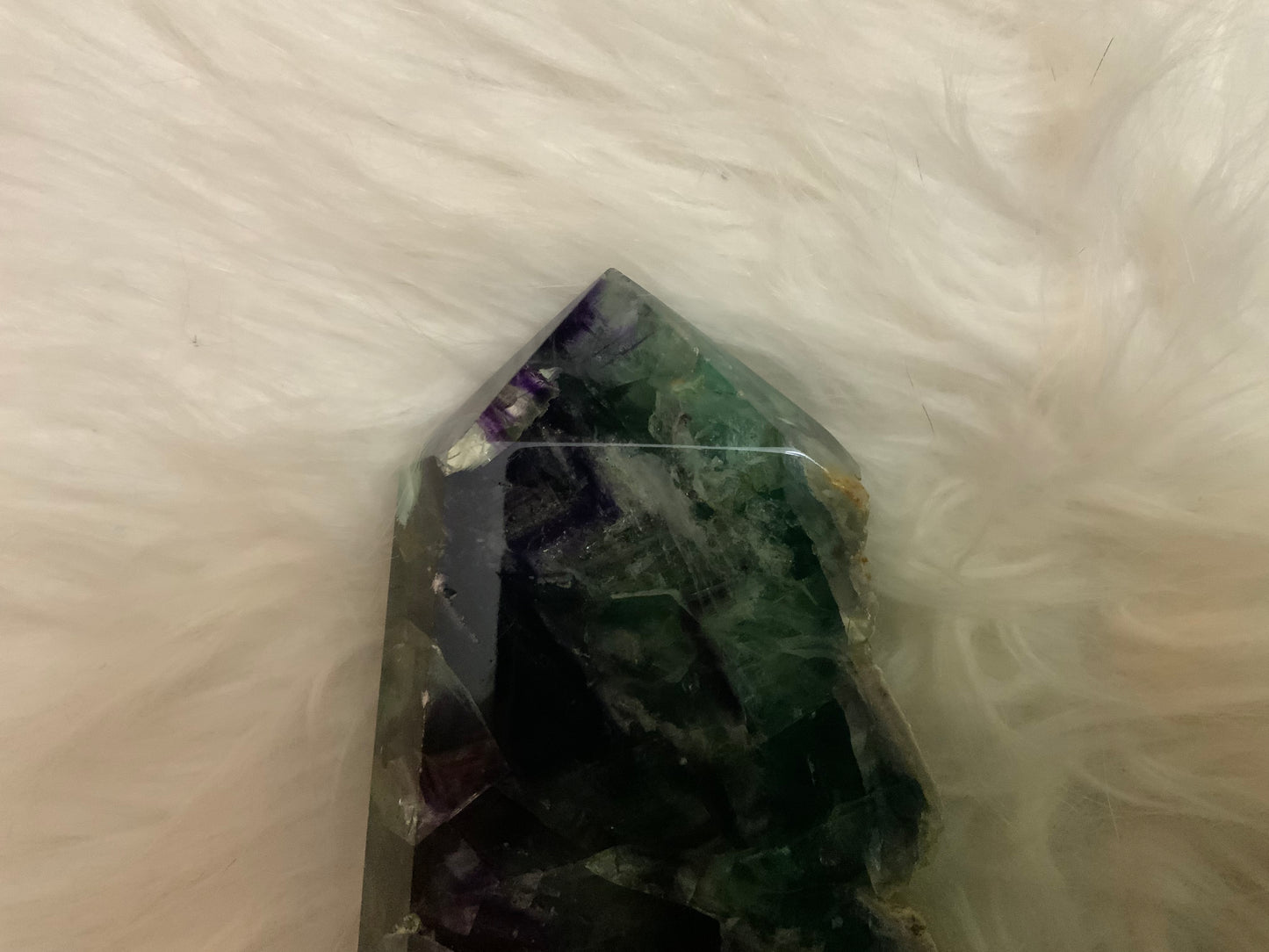 3 lb Polished with rough edge Rainbow fluorite beautiful green and purple