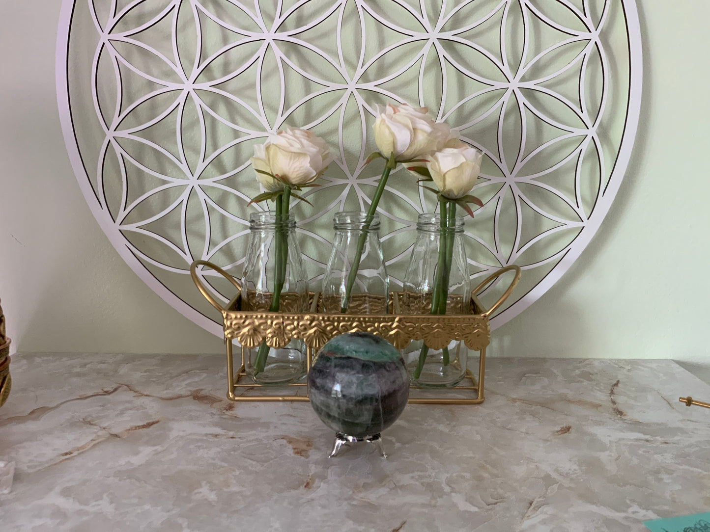 Rainbow Fluorite Sphere weighs nearly 1 pound