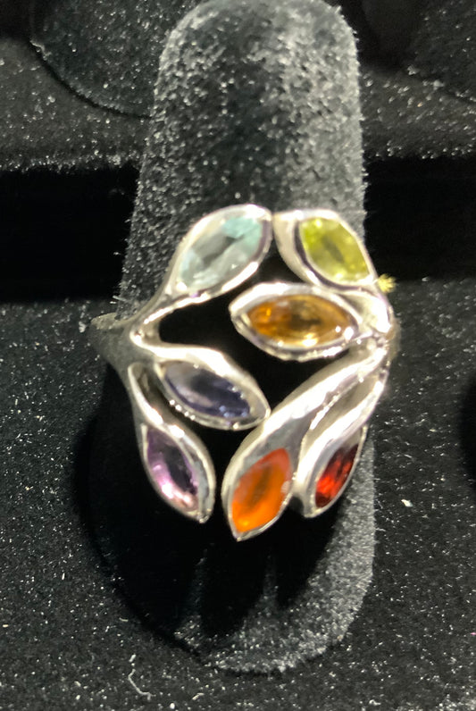 Chakra Ring w/ 7 Semi-Precious Stones-Size 9