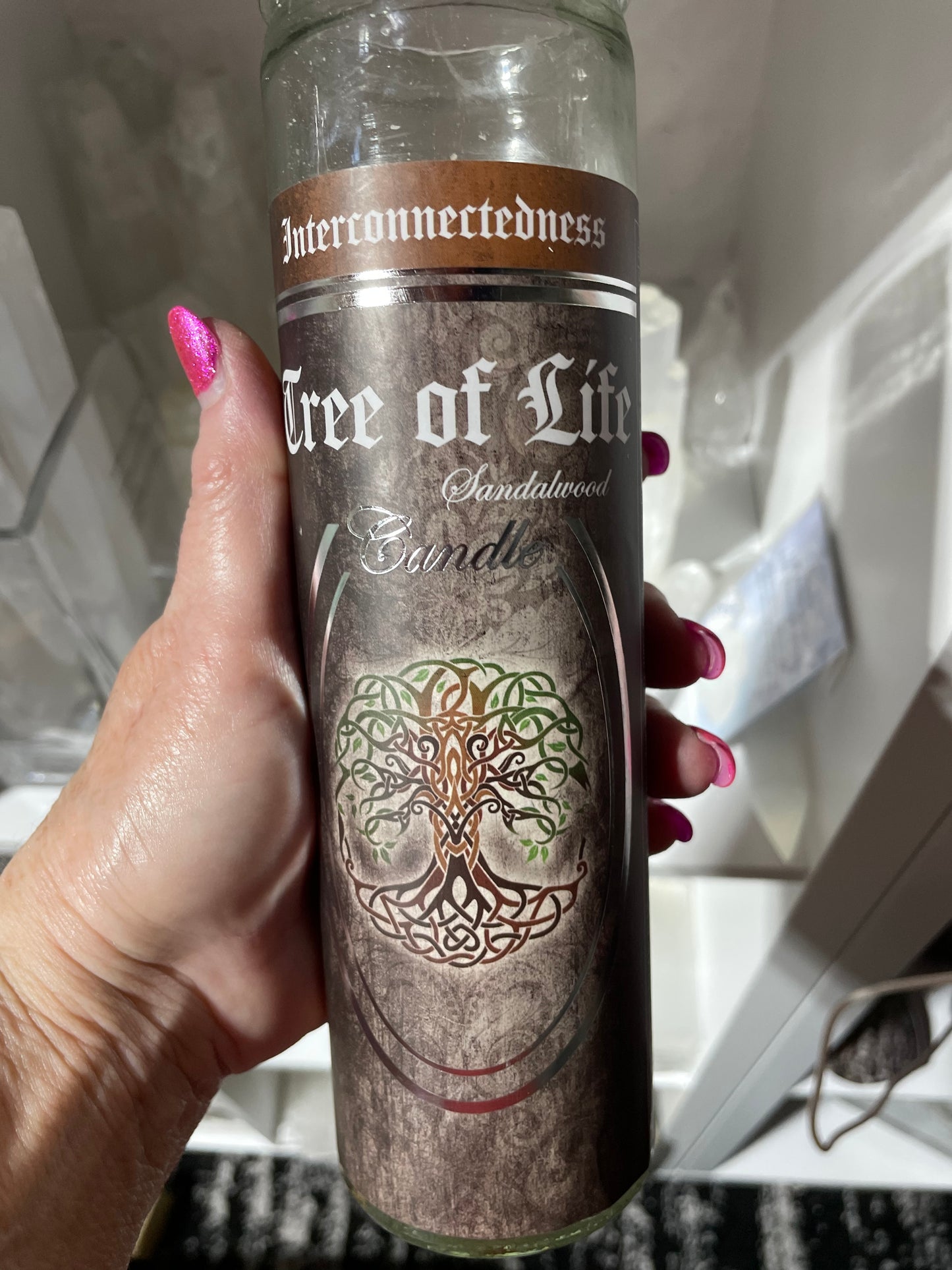 7 Day Glass Ritual Candle - Tree of Life - Sandalwood - 290 grams