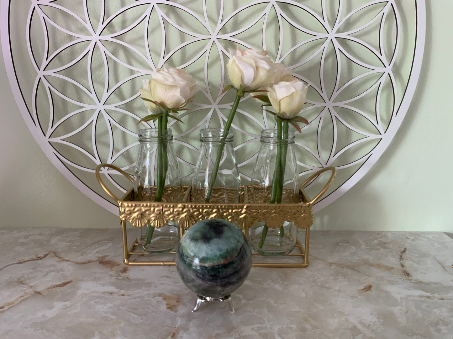 Rainbow Fluorite Sphere weighs nearly 1 pound