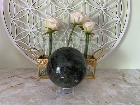 Awesome Labradorite Sphere weighs over 4 pounds