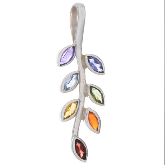 Leaves Chakra Pendant w/ Semi-Precious Stones