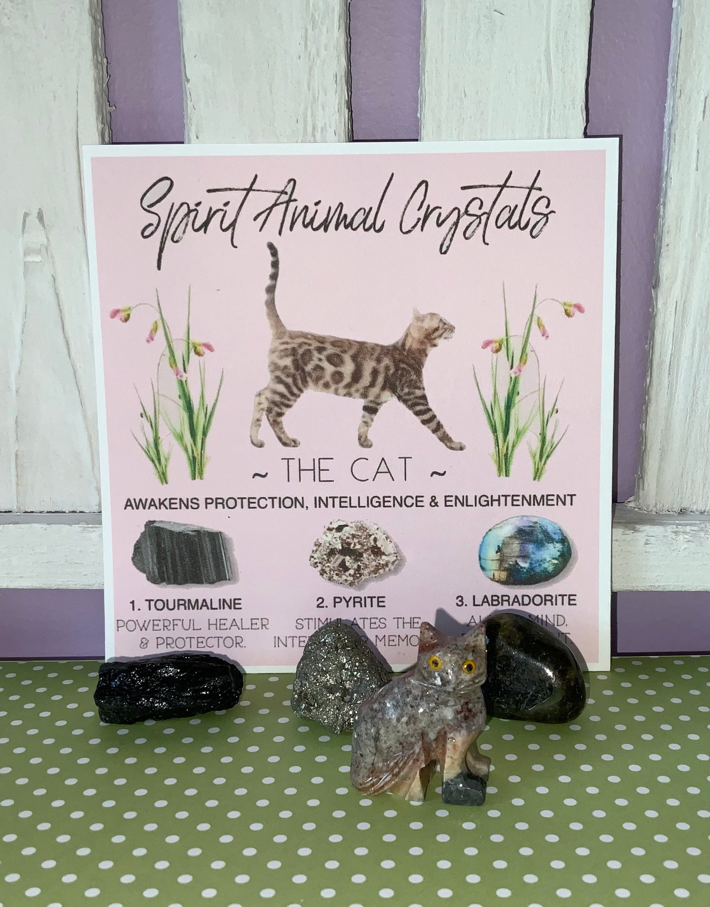 Spirit animal crystal gift set - The cat