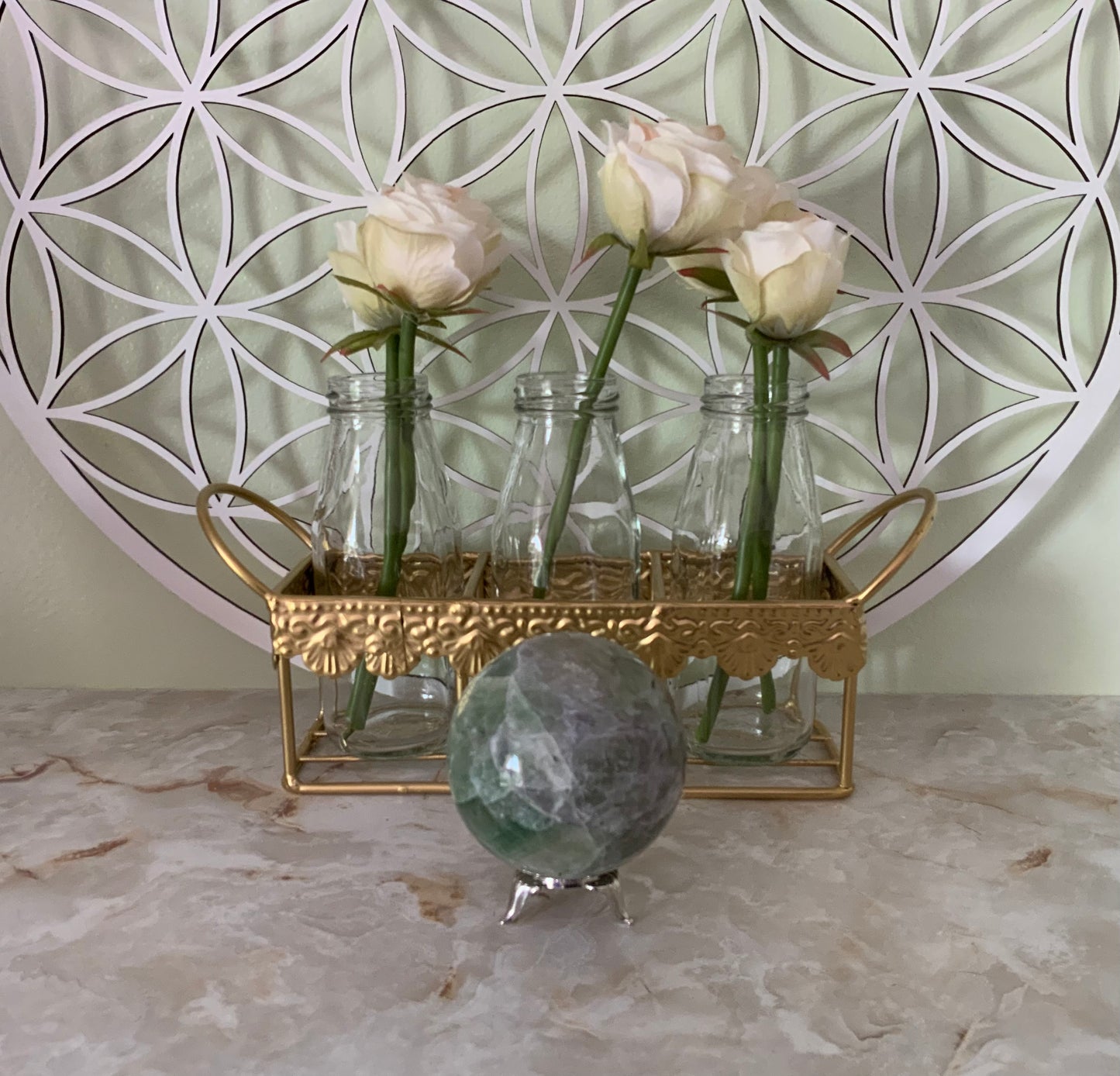 Rainbow Fluorite Sphere weighs over 1 pound