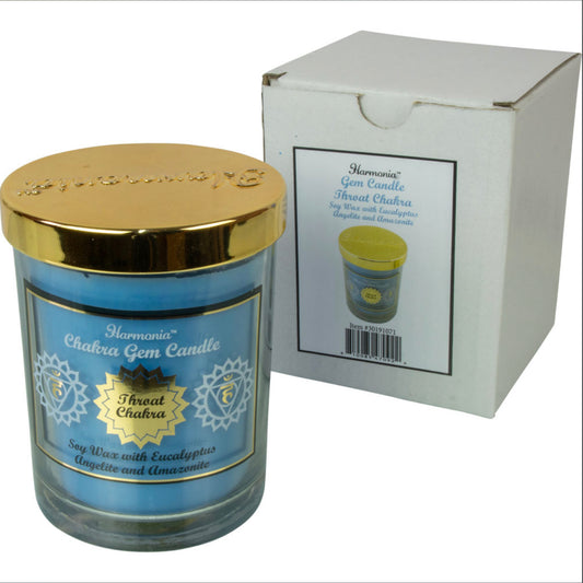 Harmonia Soy Gem Candle - Throat Chakra - Angelite & Amazonite - Eucalyptus