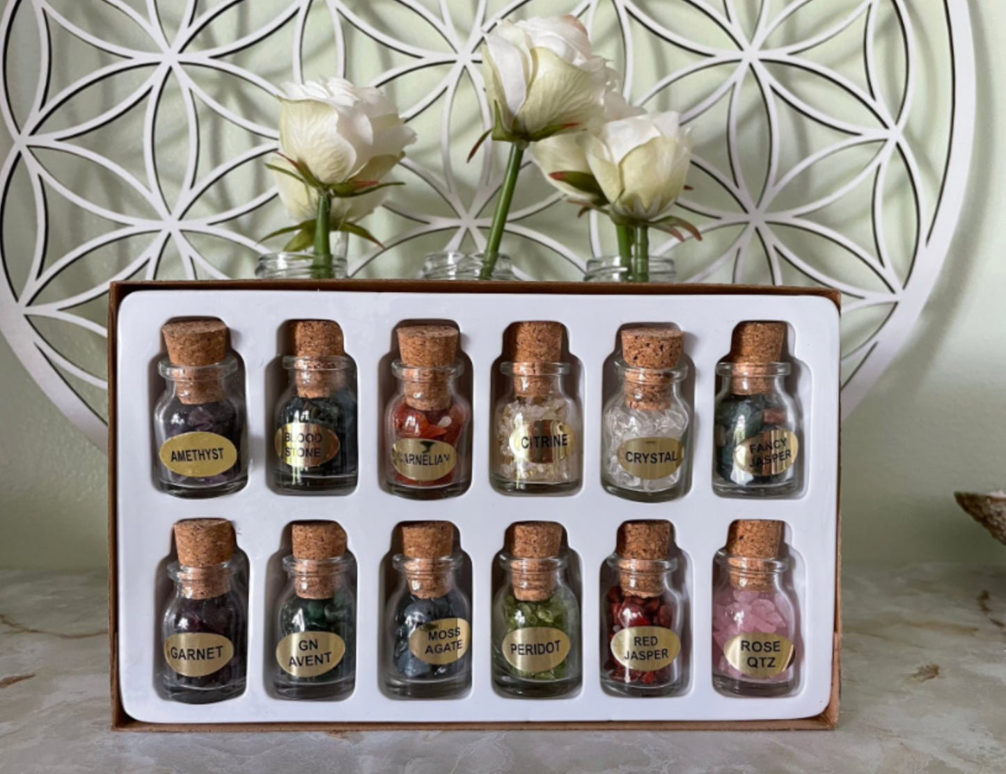 Stone Chips Bottles Assortment - Choose from 12 Crystal types!