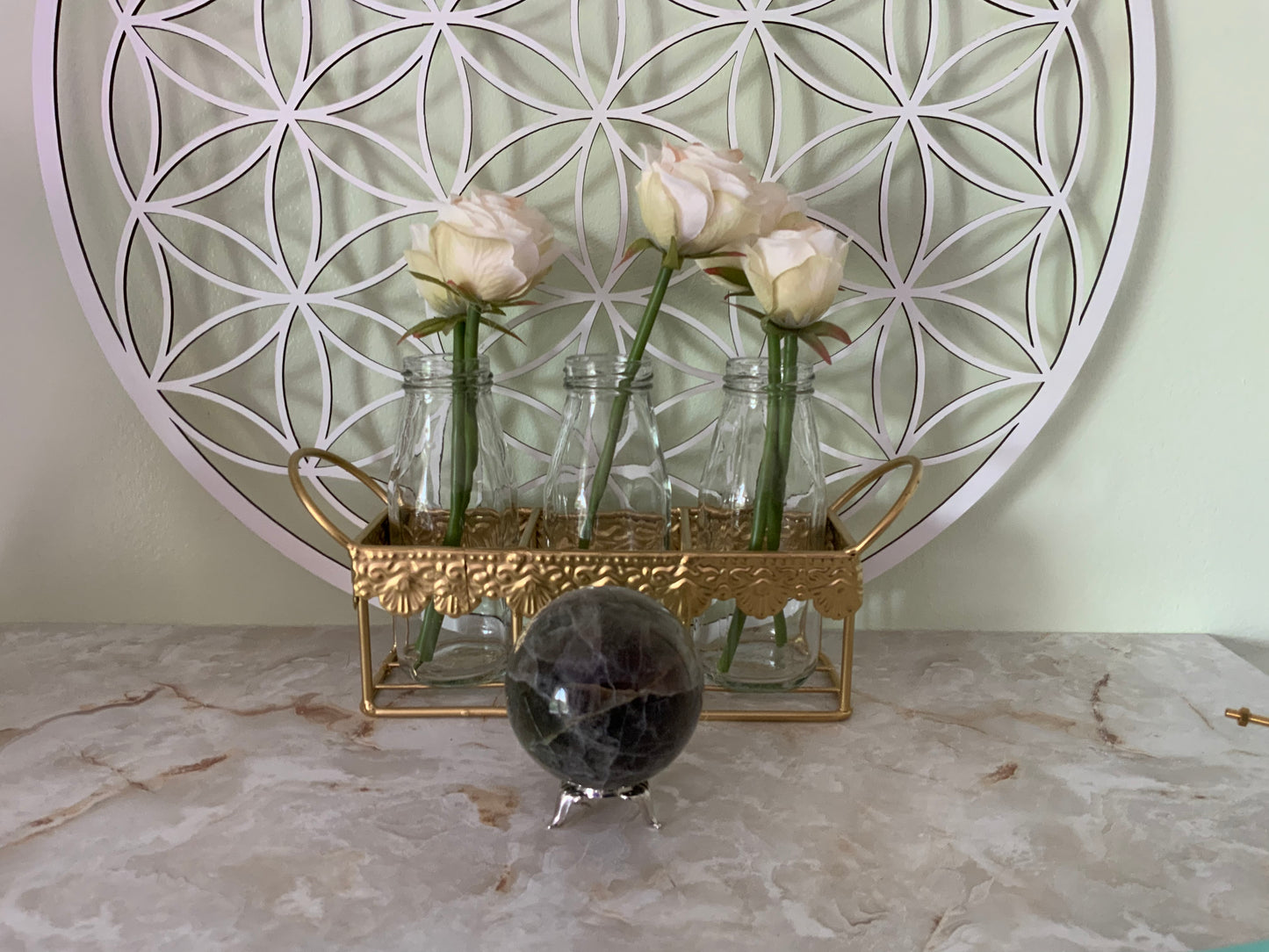 Rainbow Fluorite Sphere weighs nearly 1 pound