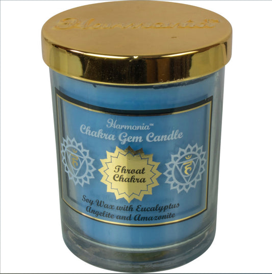 Harmonia Soy Gem Candle - Throat Chakra - Angelite & Amazonite - Eucalyptus