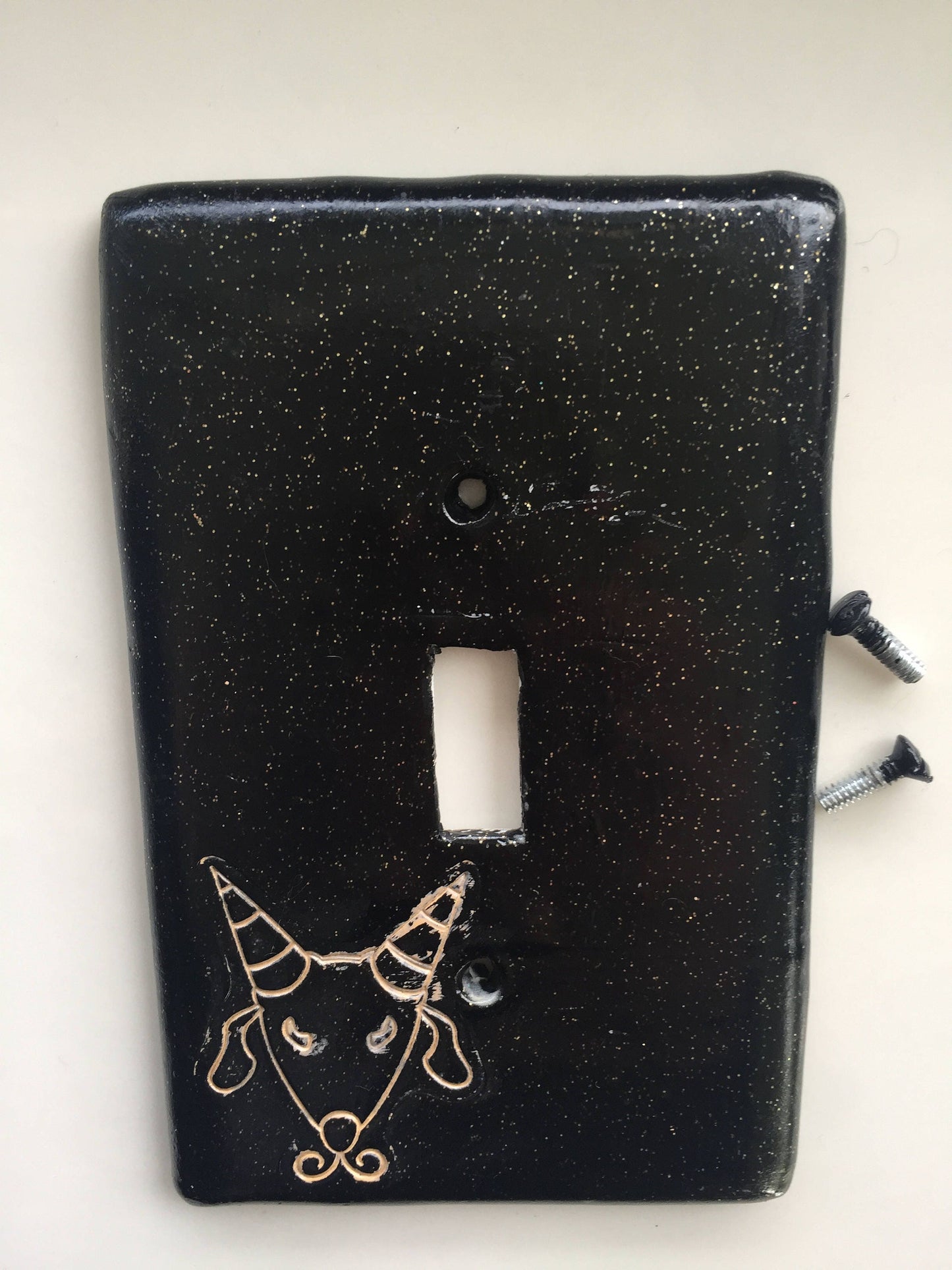Capricorn The Goat Light switchplate cover for single toggle plate switch plate cover black with gold glitter 10th sign of the zodiac