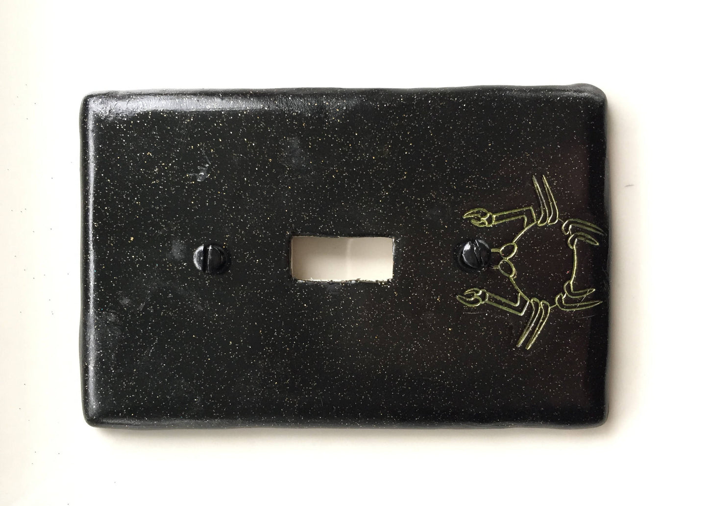 Cancer the Crab light switch plate cover for single toggle switch plate cover, black with glitter green custom colors available