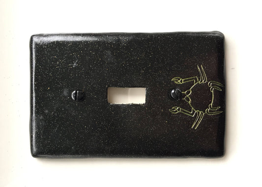Cancer the Crab light switch plate cover for single toggle switch plate cover, black with glitter green custom colors available