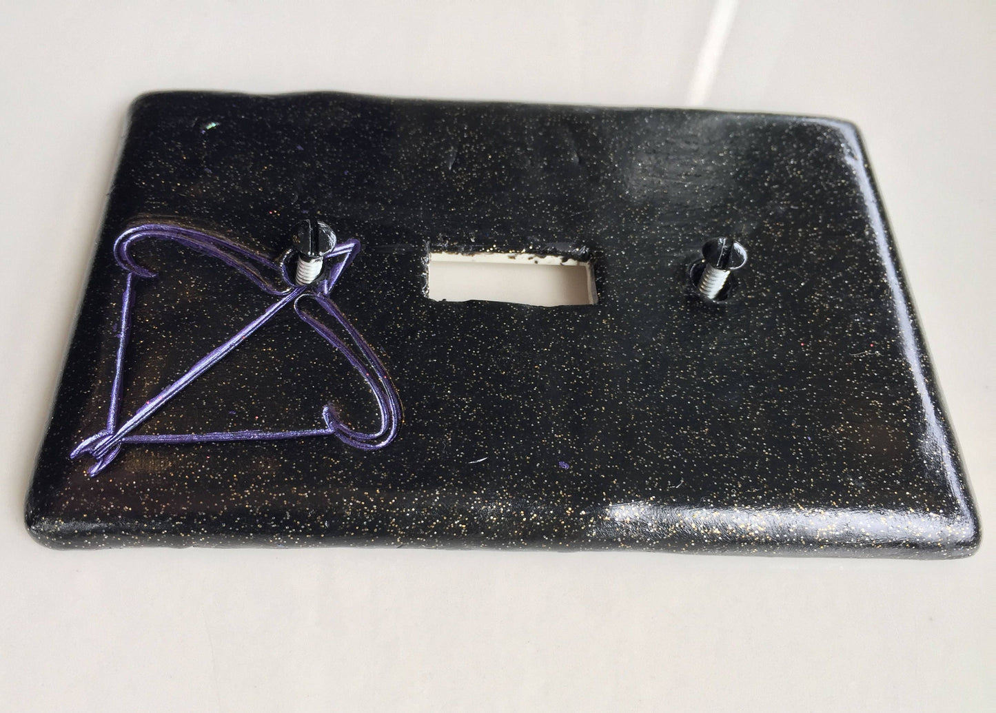 Sagittarius the Archer light switch plate cover for single toggle switch plate cover, black with glitter purple custom colors available