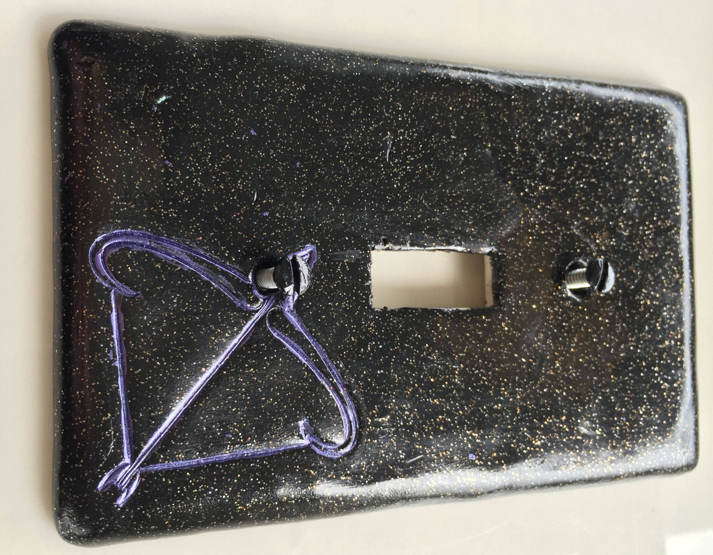 Sagittarius the Archer light switch plate cover for single toggle switch plate cover, black with glitter purple custom colors available